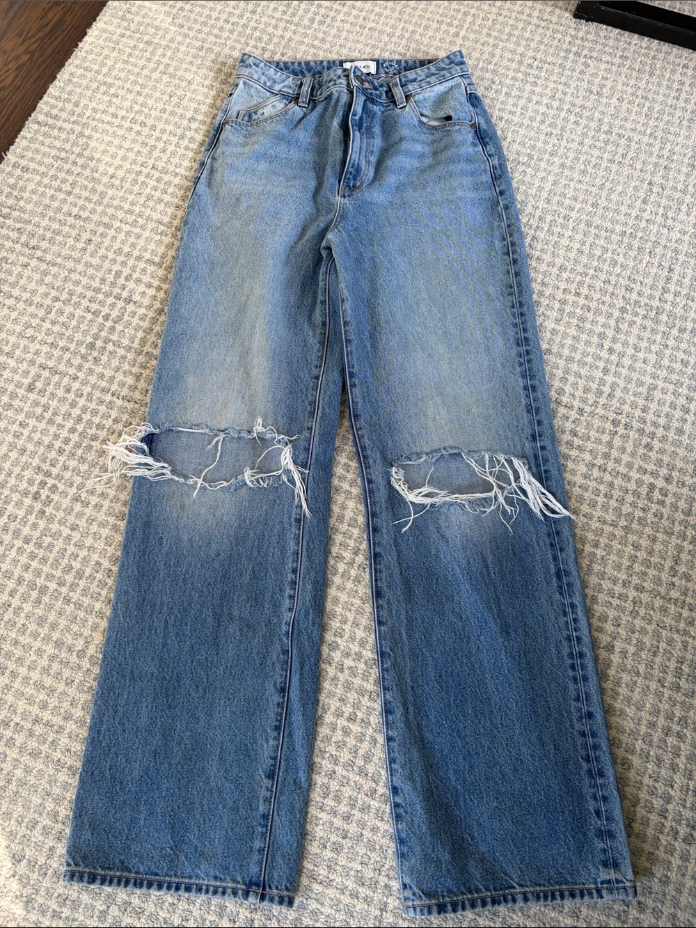 ROLLA'S Light Blue Wide-Leg Distressed Jeans